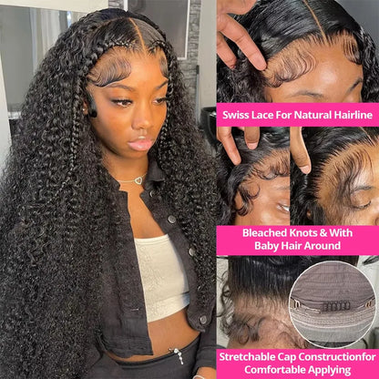 13x6 Hd Water Wave 40 Inch Curly Wave Human Hair Lace Frontal Wigs Black Brazilian 100% Cheap On Sale Clearance For Women Choice