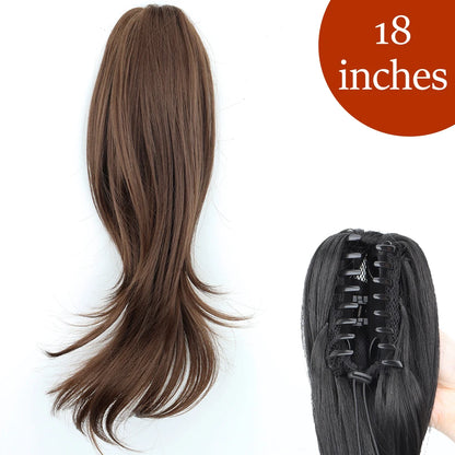 Synthetic Long Straight Claw Clip On Ponytail Hair Extensions 24Inch Heat Resistant Pony Tail Hair piece For Women Daily Party