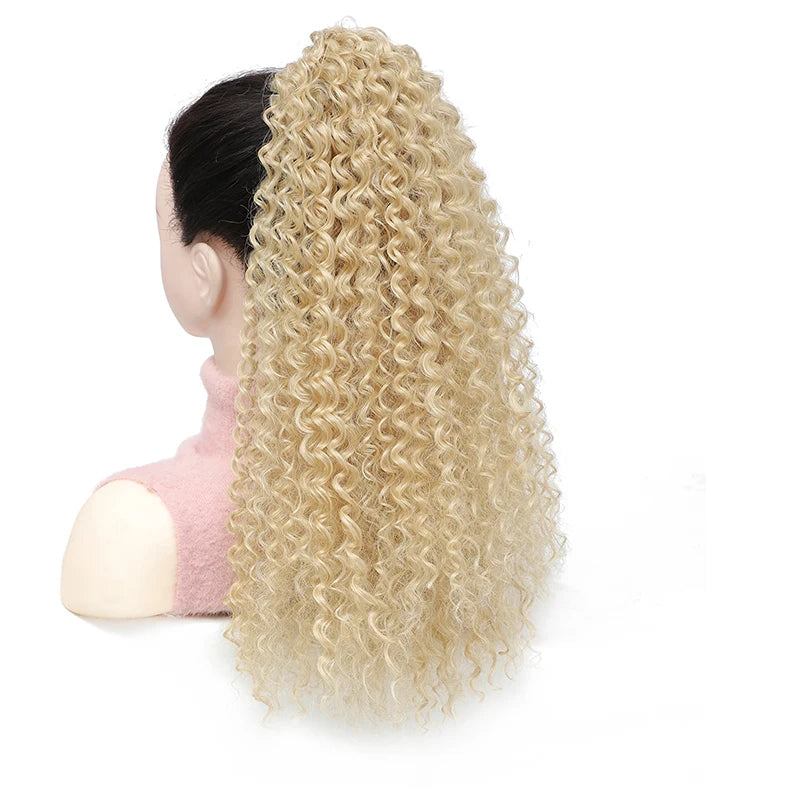 Long Fluffy Curly Hair Ponytail for Women Synthetic Kinky Curly Ponytail Hair Extensions 20 Inch Afro Curly Hairpieces Fake Tail