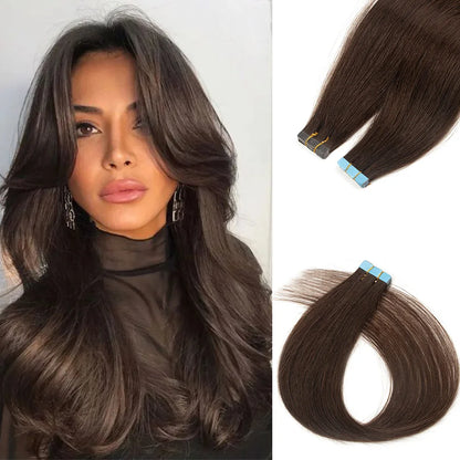Natural Mini Tape in Human Hair Extensions Double Side Invisible Seamless Straight Black Brown Blonde Tape in Hair 10pcs/set