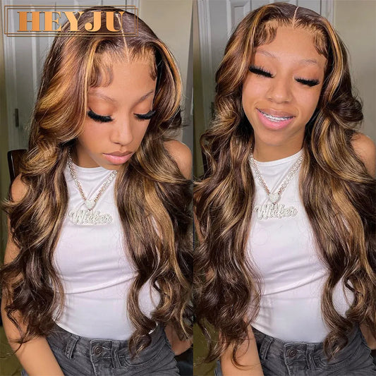 30 Inch Colored Highlight Human Hair Wigs Brazilian Body Wave Lace Front Wigs For Women 13x4 13x6 Hd Transparent Loose Wave Wig