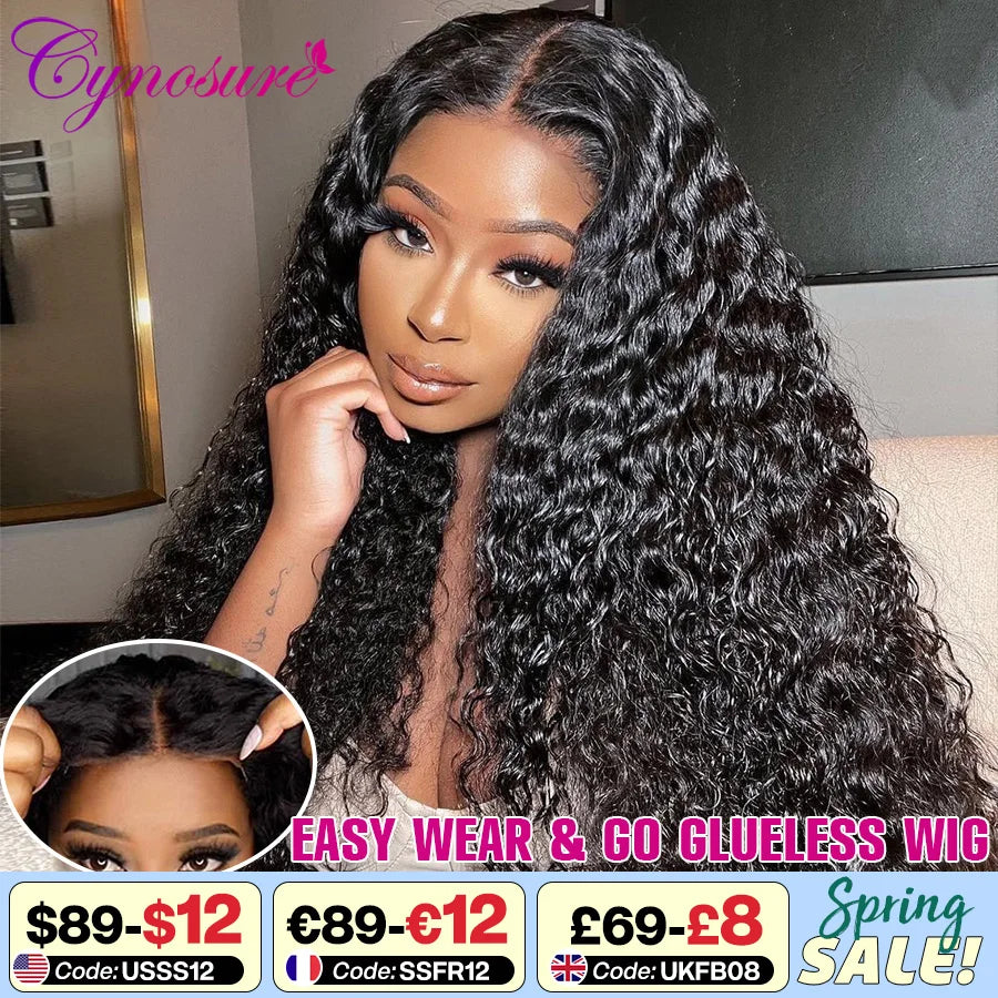 Cynosure Hair HD Lace Frontal Wig Pre Cut Glueless Wig Human Hair Ready to Wear Pre Plucked Brazilian Curly Human Hair Wigs