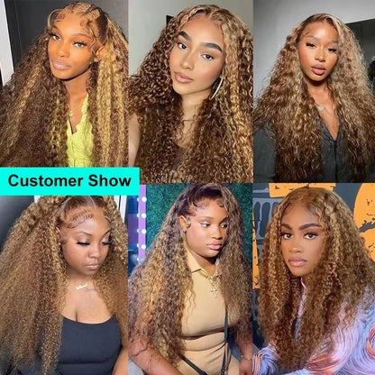 Loose Deep Wave Wig Human Hair Ready To Wear13x4 13x6 Lace Closure Curly Highlight Ombre 4/27 Preplucked Hairline Pre Cut