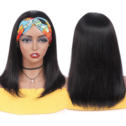 Headband Wig Human Hair Bone Straight Human Hair Wigs Full Machine Made Peruvian Human Hair Wigs For Black Women Easy to Go 180%