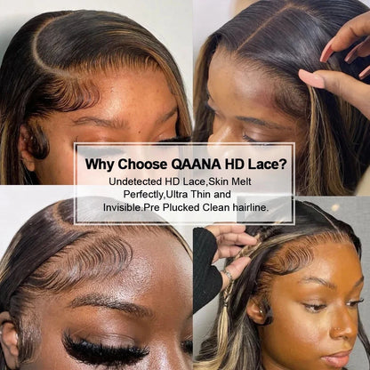 1B/27 Body Wave 13x4 Lace Frontal Highlight Wig Human Hair Brazilian 200 Density Ombre Blonde Colored Human Hair Wigs