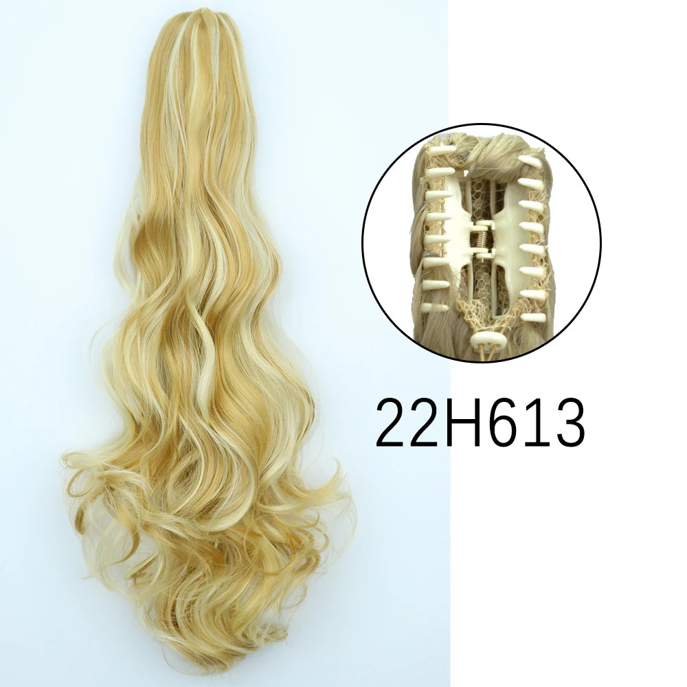 Synthetic Long Straight Claw Clip On Ponytail Hair Extensions 24Inch Heat Resistant Pony Tail Hair piece For Women Daily Party