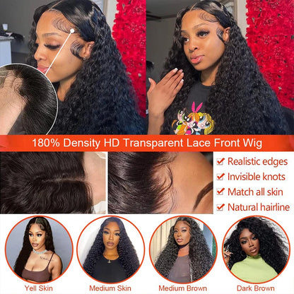 Wet And Wavy Curly Lace Front Human Hair Wig Brazilian 13x4 Water Wave Lace Frontal Human Hair Wigs For Black Women Virgin Hair