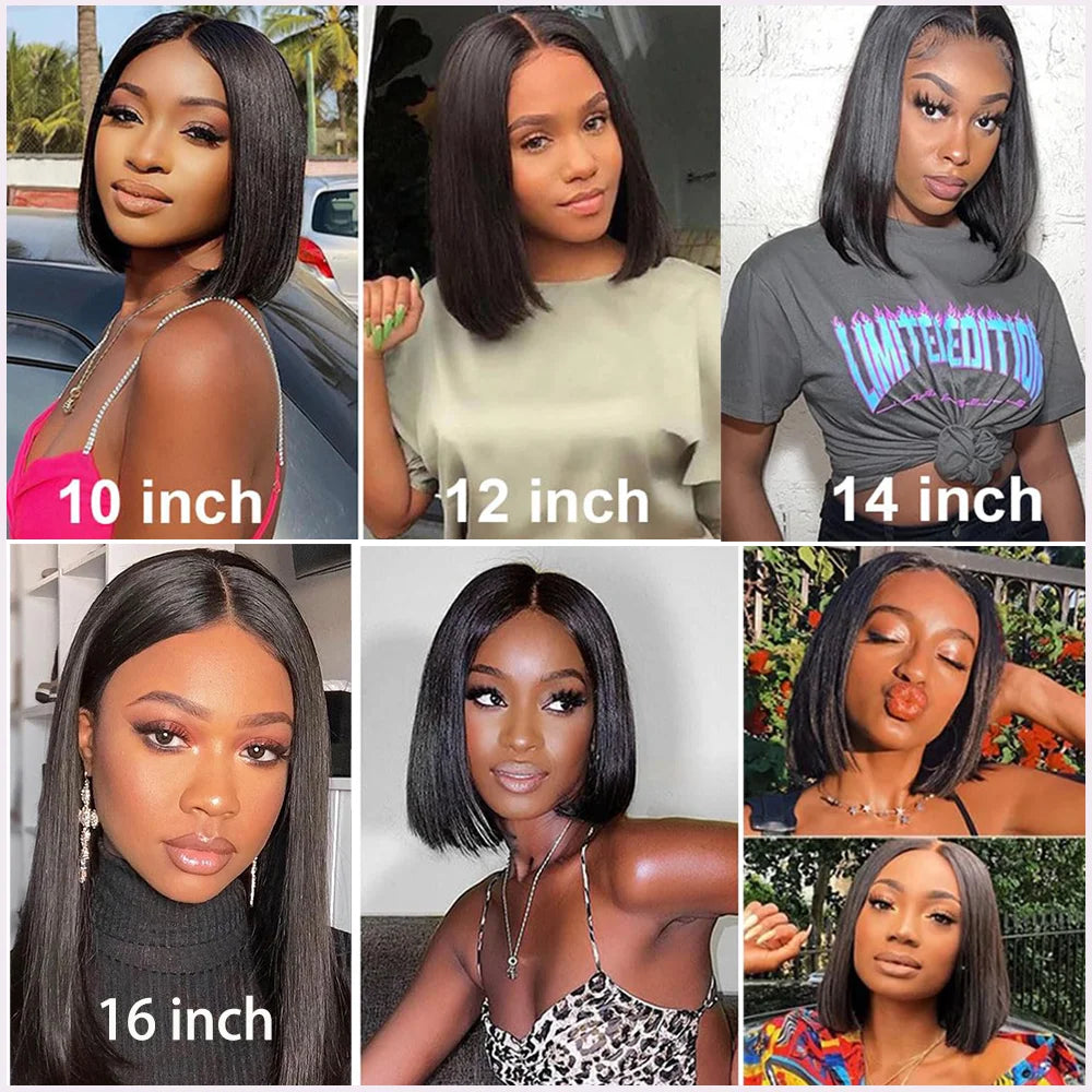 Brazilian 13*4 Lace Front Wig Short Human Hair Wigs Remy Hair 4*4 Lace Short Bob Straight Wig Wigs for Women Swiss Lace QT Hair