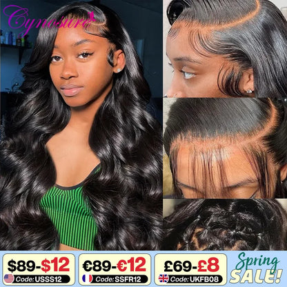 Cynosure 13x6 HD Lace Frontal Wig Preplucked Glueless Wig Human Hair Ready to Wear 13x4 Body Wave Human Hair Wigs for Women