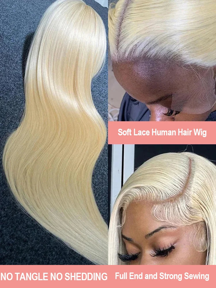 250 Density Straight 613 Blonde Lace Front Human Hair Wig 40 Inch HD Transparent 13x4 13x6 Lace Front Wigs Colored Wig For Women