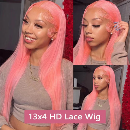 Bone Straight 13x6 HD Light Pink Lace Front Wigs 100% Human Hair For Women Brazilian 613 Color 13x4 Lace Frontal Wig Pre Plucked