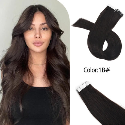 Neitsi Mini Tape In Human Hair Adhesive Extensions Black Brown Blonde Straight Skin Weft 100% Natural Real Mega Hair 16pcs/pack