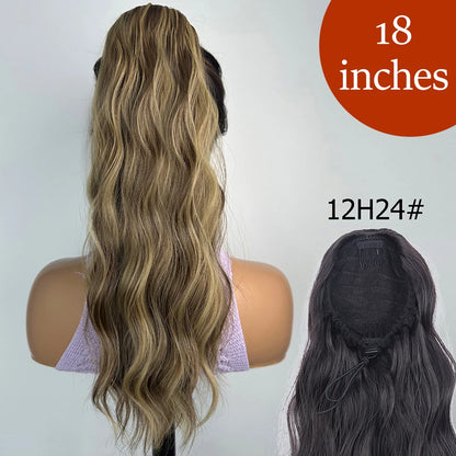 Synthetic Long Straight Claw Clip On Ponytail Hair Extensions 24Inch Heat Resistant Pony Tail Hair piece For Women Daily Party